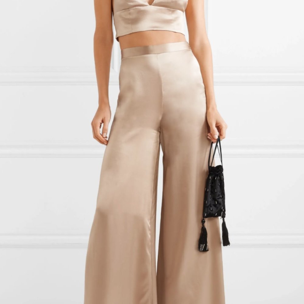 CAMI NYC Tommy Silk-Charmeuse Wide-Leg Pants
